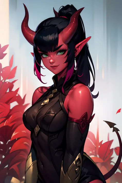 adult, succubus, red skin, glowing red eyes:1.3), hell background, (colored skin:1.1)