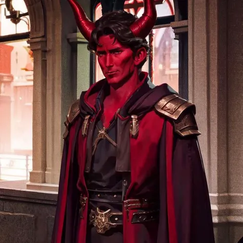<lora:todd:1> ((todd)), face closeup,  <lora:tiefling_offset:.8> tiefling, red skin, horns, demon horns  <lora:Clothing - Dark Priest:.4> [[darkpriest, robe, armor, cape]]