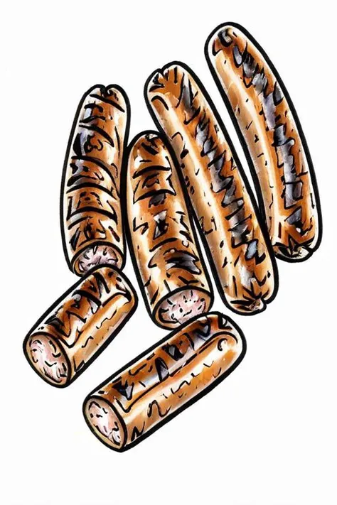 pen and ink illustration of sausages by cooking show  
<lora:Baking_Illustration:1>
<lora:Baking_Illustration:1>