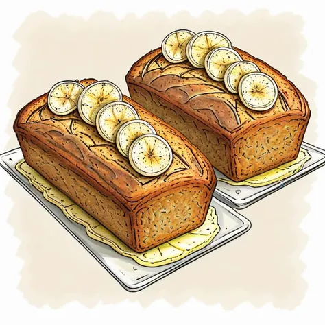 pen and ink illustration of two banana loaf cakes by cooking show
<lora:Baking_Illustration:1>
<lora:Baking_Illustration:1>