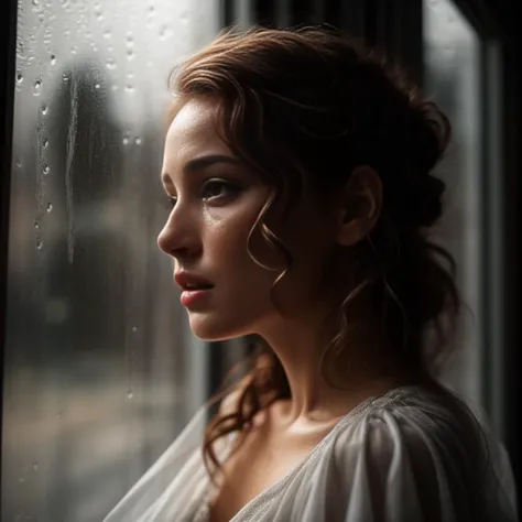 a young women looking out a window while it rains
<lora:CineStyle5:0.6> 111cine8matic55 style, (freckles:0.8), (lips parted), realistic eyes, POV, realistic[:, (film grain, 25mm, f/1.2, dof, bokeh, beautiful symmetrical face, perfect sparkling eyes, well defined pupils, high contrast eyes, ultra detailed skin, skin pores, vellus hair, fabric stitching, fabric texture, finely detailed features:1):0.9]