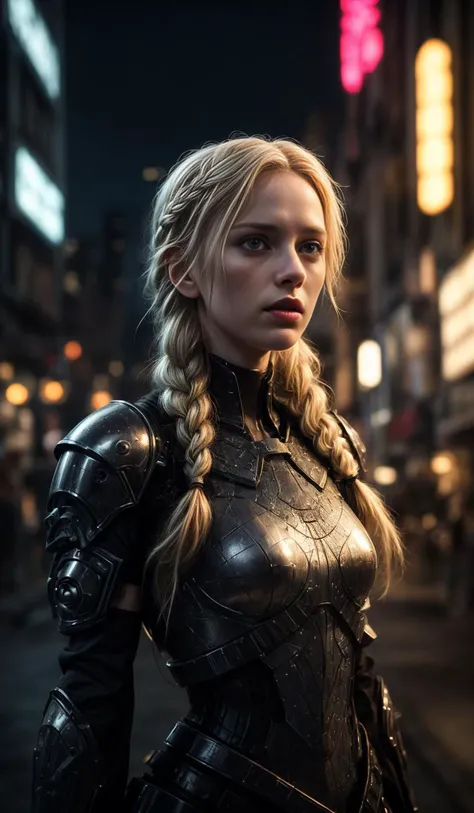 26yo girl, pale skin, swedish, blonde hair, braids, cyberpunk battle armor,
A cyberpunk city, at night, bright lights
Glimmering, Harmonious, masterpiece,
<lora:CineStyle5:0.5>, 111cine8matic55,
<lora:more_details:0.7>,
art by Greg Rutkowski,
photo, realistic
OverallDetail, EyeDetail, fHandDetail