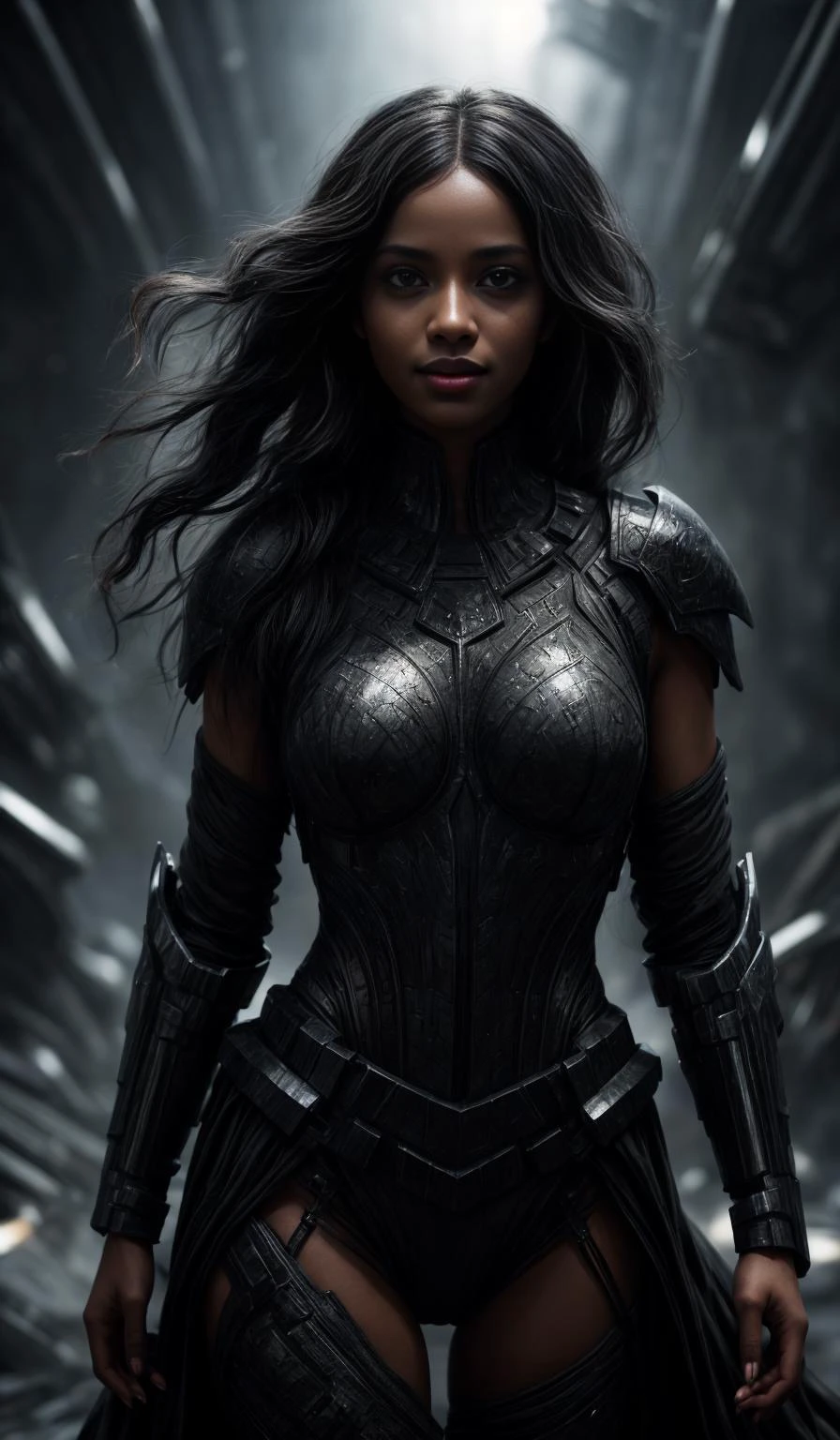 American Shot, 25yo girl, black african skin, very long black hair, futuristic body armor, smiling,
crystal lagoon,
Glimmering, Harmonious, masterpiece,
<lora:CineStyle5:0.5>, 111cine8matic55,
<lora:more_details:0.7>,
art by Greg Rutkowski,
photo, realistic
OverallDetail, EyeDetail, fHandDetail