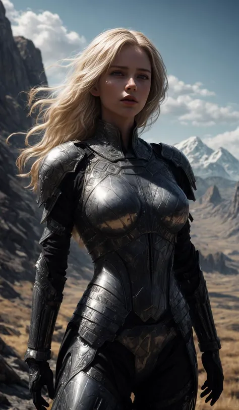 American Shot, Sky Queen, blonde hair, futuristic body armor,
wide plains surrounded by mountains,
Glimmering, Harmonious, masterpiece,
<lora:CineStyle5:0.5>, 111cine8matic55,
<lora:more_details:0.7>,
art by Greg Rutkowski,
photo, realistic
OverallDetail, EyeDetail, fHandDetail
