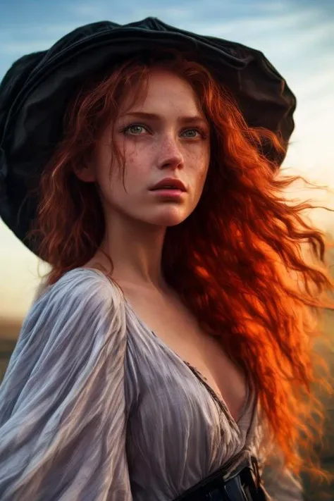 redhead girl, closeup photo, intricate detailed face, upper body of musketeerdress, blue dress, details, hat, cross symbol, boots, full body, PERFECTEYES EYES, 111cine8matic55, <lora:add_detail:1>, <lora:more_details:0.5>, <lora:CineStyle5:1>