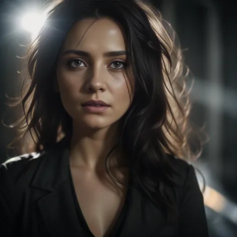 A cinematic photo of a young woman with inscrutable gray eyes and messy dark hair. She's donned in a forensic expert's suit, carefully examining a mysterious object at a crime scene, her gaze sharp and focused. The epic character composition, combined with sharp focus and natural lighting, brings the captivating image to life. The subsurface scattering effect adds a touch of ethereal glow, while the f2 aperture and 35mm lens create a perfect balance of depth and detail.
detail. <lora:CineStyle5:0.6> 111cine8matic55