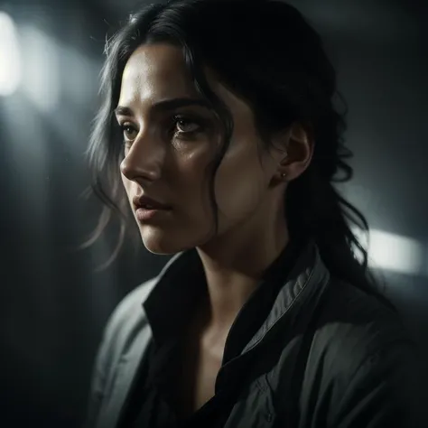 A cinematic photo of a young woman with inscrutable gray eyes and messy dark hair. She's donned in a forensic expert's suit, carefully examining a mysterious object at a crime scene, her gaze sharp and focused. The epic character composition, combined with sharp focus and natural lighting, brings the captivating image to life. The subsurface scattering effect adds a touch of ethereal glow, while the f2 aperture and 35mm lens create a perfect balance of depth and detail.
detail. <lora:CineStyle5:0.6> 111cine8matic55