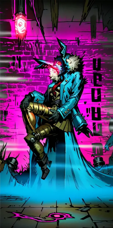 solo, 1girl, (white long fluffy bunny ears.1.5), green hair, <lyco:GoodHands-beta2:1.0>, <lyco:image_compositionLoCon:1.0>,black military uniform, jacket, jet black skirt, red tie, oversized mechanical gauntlets, claws on fingers, (red glowing eyes:1.5), violence, <lyco:Robotaction:0.2>, debris, motion lines, speed lines, <lora:urbantechwear:0.35>, techwear, outfit, mechanical limbs, exciting camera angle, MenacingJojo, text, <lora:MenacingJojo:1>, red eyes, full armor, power armor, mecha, gundam, (PALE SKIN:1.25), <lora:add_detail:0.35>, nice hands, perfect hands, military jacket, overcoat, <lora:DarkestDungeonV2:1.0>