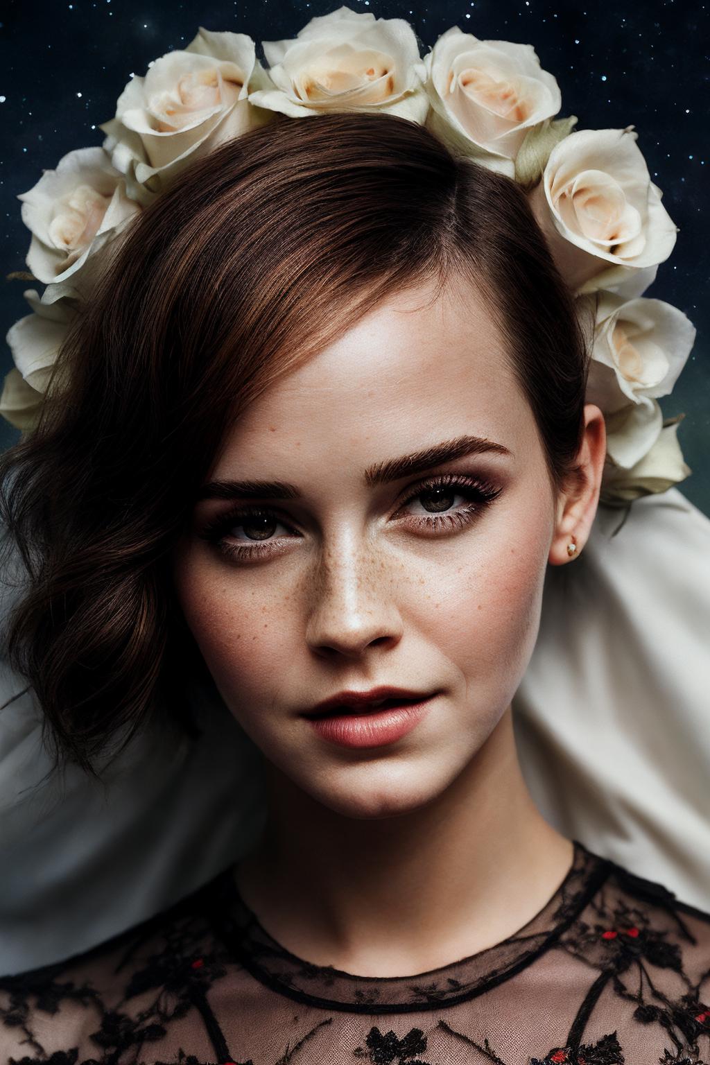 A woman with a flower crown on her head and a veil - SeaArt AI