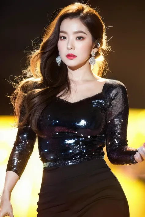 (1 girl, EXID Hani dancing, EXID Up and Down MV, extremely detailed face, beautiful eyes, elegant makeup, long silky hair, flawless skin, delicate facial features, gorgeous smile, ample bosom, perfect figure, fashionable clothing, dynamic pose, cinematic lighting, photorealistic, artistically rendered, vibrant colors, masterpiece, (best quality,8k,highres,professional,ultra-detailed,photo-realistic:1.37), SFW, ah yeah, hot pink, underrated group, real-life Cinderella, real-life rags-to-riches, fashion model, very tall ladies, legendary k-pop idols, pharkil fancam, chart reversal, music_bank, cowboy shot, Seoul)