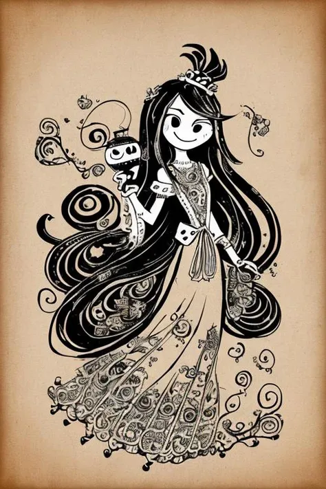 2d line drawing of a beautiful woman with long hair, beautiful smiling by skelewags
trending on artstation,award winning,highly detailed,intricate,masterpiece,best quality,
