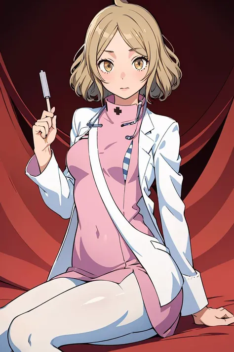 (masterpiece, best quality), 1girl, <lora:Otome_Fp:1> otomedesu2, nurse, labcoat, pantyhose