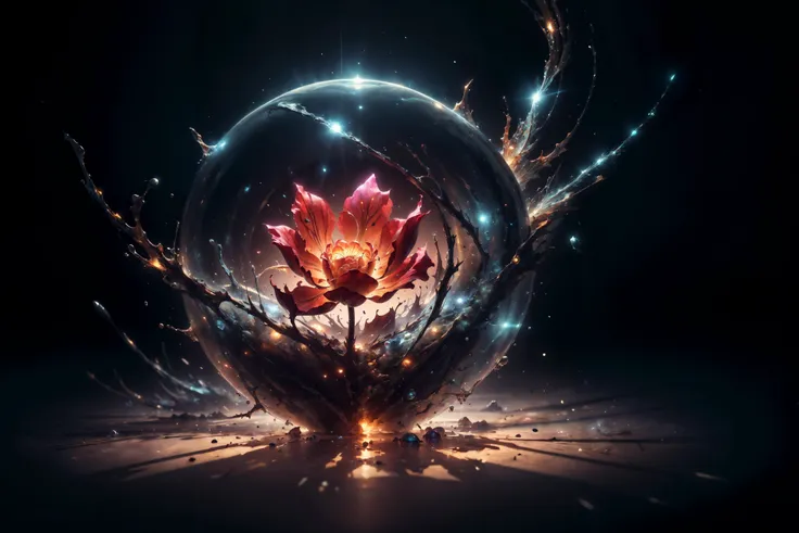 <lora:ExplosionMagic-20:0.6> explosionmagic , (masterpiece, best quality, realistic, detailed, crisp:1.2), (fish lens view), of a dying flower, darkness, small light source, shades of blue, glowing aura, heavy shadows, high contrast,