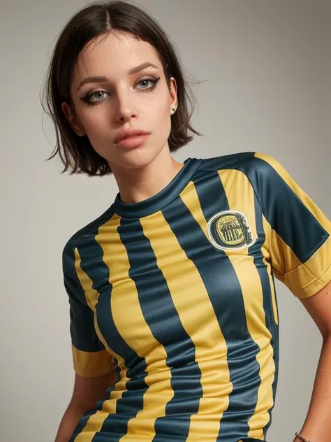 gquality, <lora:rosariocentral-10:1> rc, vertically striped shirt, 1girl, short hair, black hair