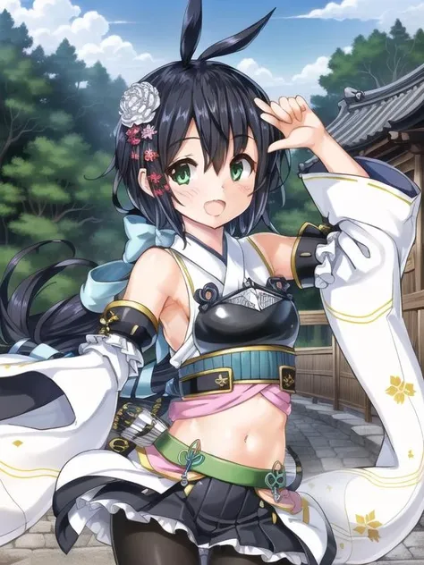 1girl, <lora:indoors_or_outdoors_last:1> ,<lora:Matumoto_v1:0.75>Matumoto,black hair,ahoge,long hair,hair ornament,white shirt,sleeveless, wide sleeves,miniskirt,(novel:1.5), black pantyhose,, <lora:flatBG:-0.45> ,<lora:flat2:-0.45>,(dark light:1.2),(hyper extreme detailed),(masterpeace),(hyper extreme),(photorealistic),game cg,llustration,novel illustration,beautiful lighting,light from the front,