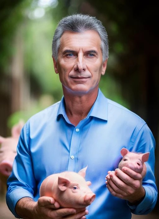 portrait of sks man (macri:1), with serious look with short hair, holding a (small pig in arms:1.3), (outdoors:1.2), natural lighting, 4k, 8k, 8k realistic, sharp focus, intricate, high resolution <lora:macri:1>