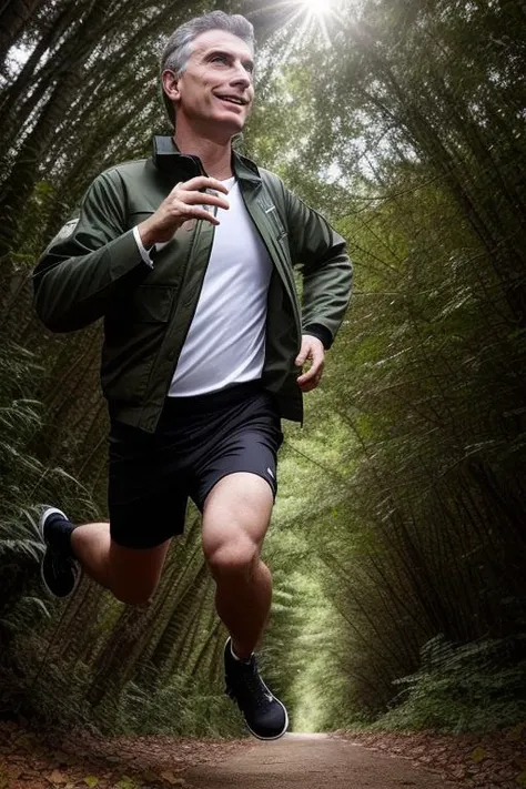 photo of man (macri:1) running in the forest looking at the viewer with military jacket without shoes, full body shot, high detailed face, 4k, 8k, 8k realistic, sharp focus, intricate, high resolution <lora:macri:1>