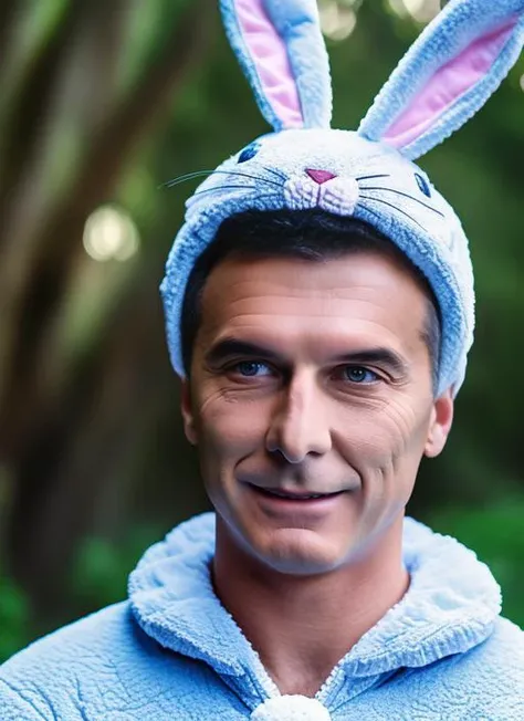 portrait of sks man (macri:1), dressed with detailed ((bunny costume)), (outdoors:1.2), natural lighting, 4k, 8k, 8k realistic, sharp focus, intricate, high resolution, , <lora:macri:1> <lyco:locon_perfecteyes_v1_from_v1_64_32:0.85>