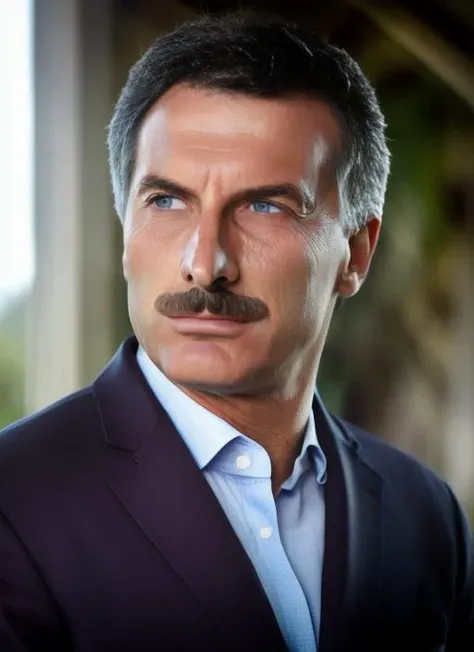 portrait of sks man (macri:1), with serious look with short hair and mustaches, (outdoors:1.2), natural lighting, 4k, 8k, 8k realistic, sharp focus, intricate, high resolution <lora:macri:1>