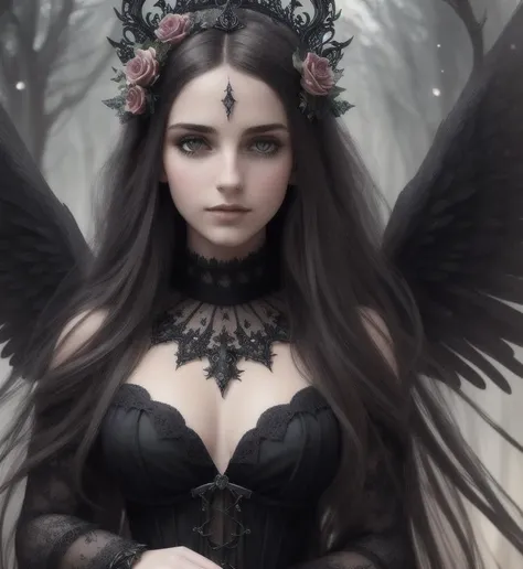 ornate, intricate details, beautiful witch, gothic style, hyper-realistic fantasy art, digital illustration, beautiful dark angel, Photography, powerful colors, Modern, Fantasy concept art, 32k resolution, best quality, Masterpiece, Natural light, Insanely detailed, 8k resolution, Fantasy art, Detailed painting, Hyper Realism, Photorealistic, by aguilar, beautiful detailed intricate, Insanely detailed, natural skin, soft impressionist perfect composition, award-winning photograph, Kids story book style, Muted colors, Watercolor style