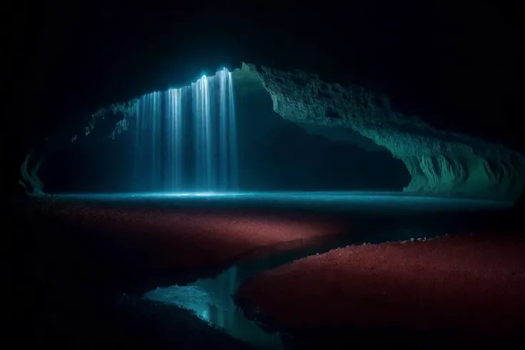 world press photo winner, (award-winning photography:1.3), (very sharp photo:1.1), (8k, RAW photo, best quality:1.3), (realistic, photo-realistic:1.1), Subterranean river, cave formations, eerie darkness, illuminated pools, mystical, hidden,  Portait of a (outdoors landscape:1.5), analog style (film grain:1.3), (realistic eyes), (warm hue, warm tone:1.2), close up, cinematic light, sidelighting, ultra high res, best shadow, RAW, <lora:detailmaker:0.35> <lora:add_detail:0.75> <lora:LowRA_v2:0.6> <lora:to8contrast-1-5:0.4>, <lora:epi_noiseoffset2:0.8>,
