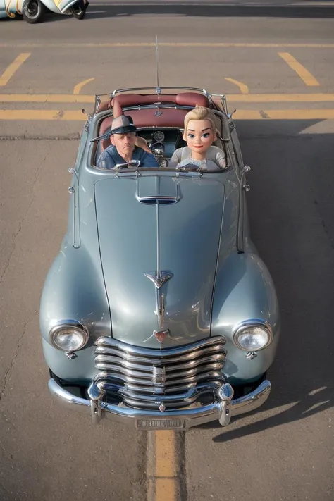 top-down view of a Doc Hudson from Cars, Exercising, wearing Atomic Age Iro and buba, Nose ring, Sun in the sky, cinematic lighting, depth of field, bokeh, realism, photorealistic, hyperrealism, professional photography, uhd, dslr, hdr, ambient occlusion, iris and pupil rendering, advanced color grading