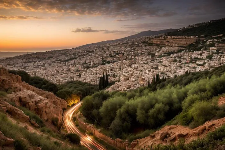 Lebanese landscape, cinematic lighting, depth of field, bokeh, realism, photorealistic, hyperrealism, professional photography, uhd, dslr, hdr