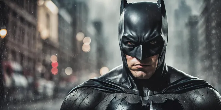 portrait of Batman, style of DC Comics, cinematic lighting, depth of field, bokeh, realism, photorealistic, hyperrealism, professional photography, uhd, dslr, hdr