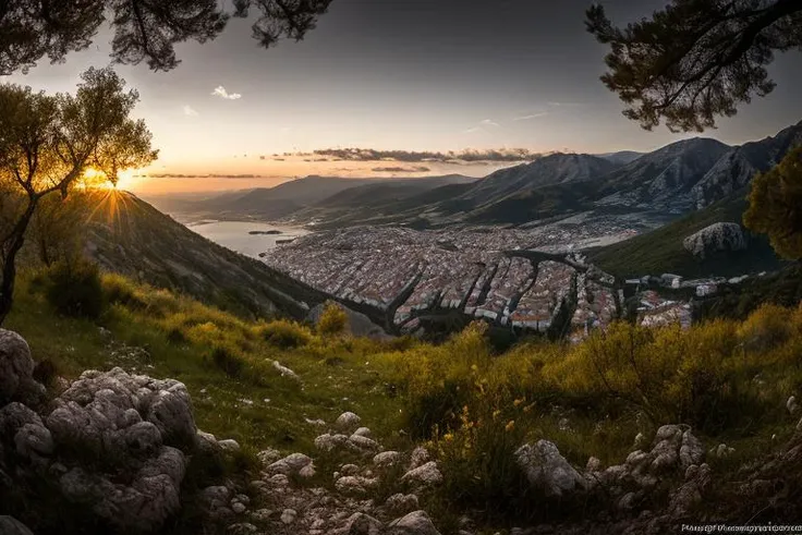 Montenegrin landscape, cinematic lighting, depth of field, bokeh, realism, photorealistic, hyperrealism, professional photography, uhd, dslr, hdr