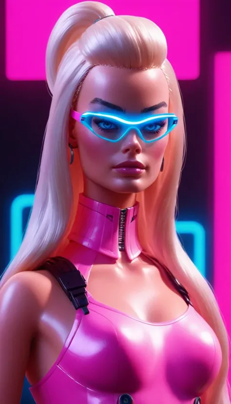 Pintura minimalista de sci - fi design de personagens no estilo de Olivia De Berardinis. modelo carmen electra, realismo, corpo inteiro, fundo cyberpunk, colorfull