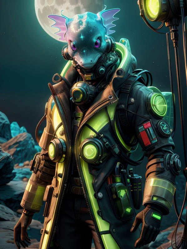 (Style: realism, (epic:1.2), realistic, photo, trending on artstation, (pixar:1.2), 3d, cartoon, ((high quality:1.2, masterpiece:1.2)) , (8k resolution) , high details, incredibly absurdres, color connection, colorized, colorful, neon colors, (bioluminescence:1.1), (iridescent:1.2), (no humans:1.3)),
(axolotl:1.2),, animal, cute big eyes, trench coat), moon,,
<lora:UraniumTech:0.65> uraniumtech, radiation, scifi, nuclear , transparent , see-through