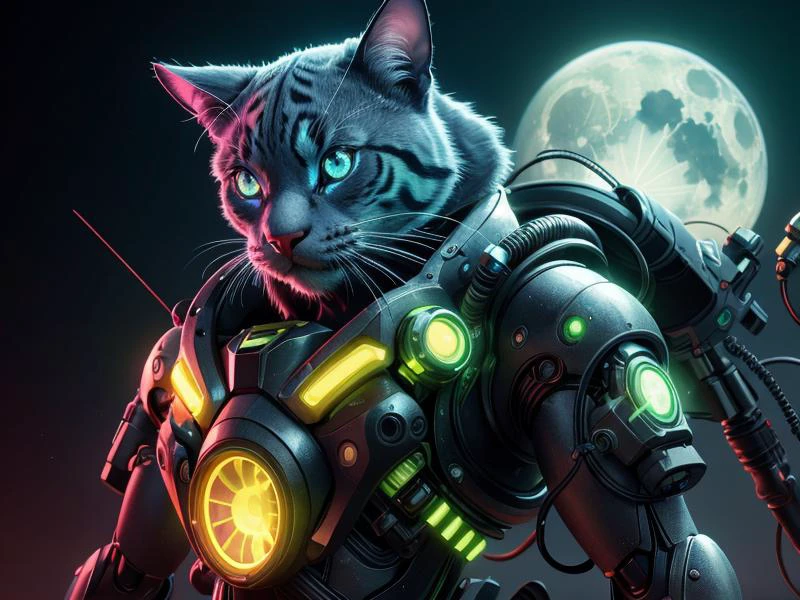 (Style: realism, (epic:1.2), realistic, photo, trending on artstation, (pixar:1.2), 3d, cartoon, ((high quality:1.2, masterpiece:1.2)) , (8k resolution) , high details, incredibly absurdres, color connection, colorized, colorful, neon colors, (bioluminescence:1.1), (iridescent:1.2), (no humans:1.3)),
(cat, animal, cute big eyes, trench coat), moon,
<lora:UraniumTech:0.5> uraniumtech, radiation, scifi, nuclear , transparent , see-through