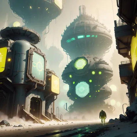 <lora:UraniumTech-20:0.8>,uraniumtech , radiation , scifi, nuclear ,
shopping district ,