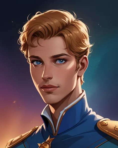 Digital comic painting, of prince charming, portrait, 2D, digital artwork, detailed, sharp, HD, HDR, 8K, best quality, best resolution