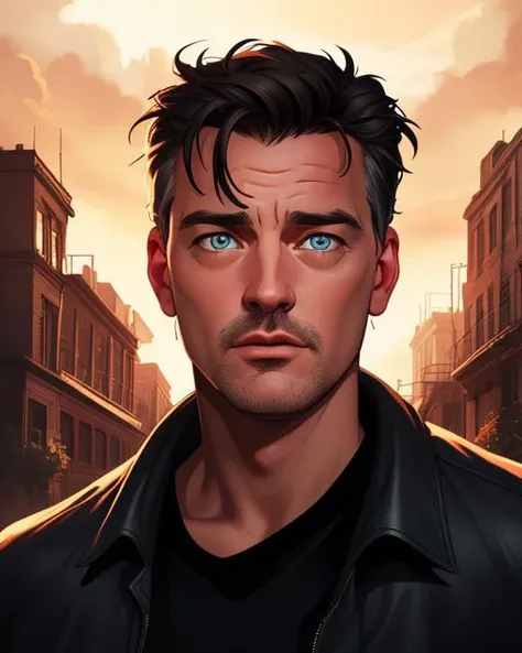 Digital comic painting, of Chandler Bing, portrait, 2D, digital artwork, detailed, sharp, HD, HDR, 8K, best quality, best resolution