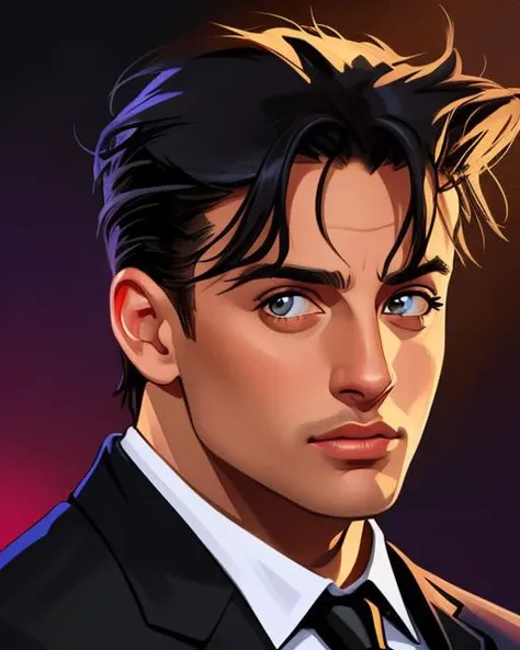 Digital comic painting, of Joey Tribiani, portrait, 2D, digital artwork, detailed, sharp, HD, HDR, 8K, best quality, best resolution