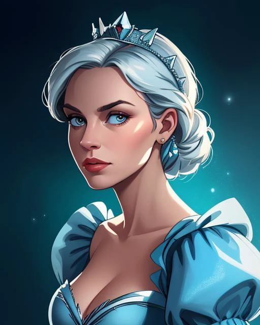Digital comic painting, of cinderella, portrait, 2D, digital artwork, detailed, sharp, HD, HDR, 8K, best quality, best resolution