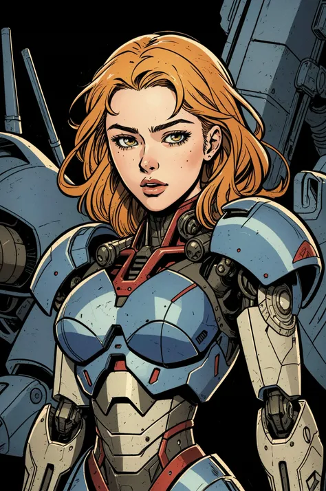 (masterpiece, best quality, ultra-detailed, extremely detailed, intricate details, 8K), perfect anime illustration, 1girl, upper body, mecha, muted, col