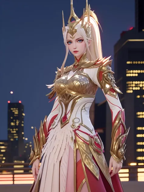 1girll,Hoodie,Blonde hair, Very long hair, cropped shoulders, feathers hair ornament, headphones around their necks, City,Night,Outdoors,8K high-definition ,Long legs