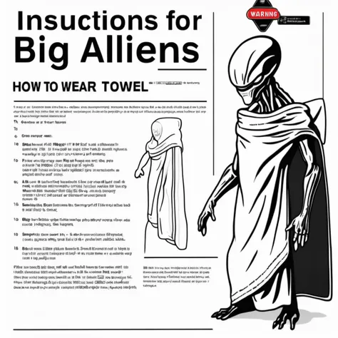 <lora:Do_Dont:1>instructions for (aliens:1.2) how to wear a towel, big alien, Ultimate Guide, Warning, Help, text dont
, 8k high definition, highest quality, skin texture, masterpiece, best quality, perfect lighting, cinematic lighting, (sharp focus:1.2), HDR, beauty, ultra-detailed, amazing, eos