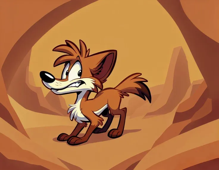 by cytricacid
coyote, toon \(style\), feral, on all fours, walking in a canyon.
toony canyon background.
masterpiece, best quality, absurdres.
 <lora:cytricacid_1.0:1>