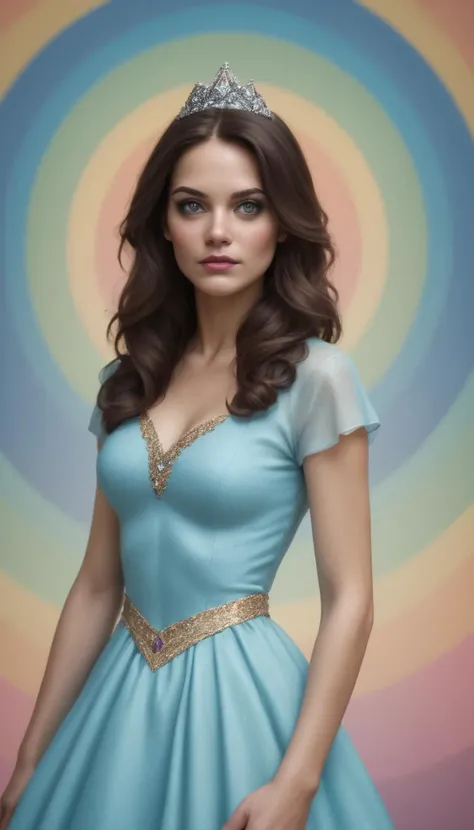 score_9, score_8_up, score_7_up, (realistic, source_photo BREAK in a dress, attending a gala, detailed background, embedding:OverallDetailXL:1.4), Kaleidia is a woman with piercing blue-grey eyes and a snub nose, her shoulder length dark brown hair frames her diamond shaped face quite nicely, she prefers simple colorful t-shirts in bright colors, intricate detail, highly detailed skin pores, highly detailed hair, intricate skin detail, skin imperfections