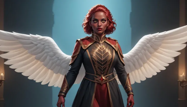 score_10, score_9, score_8_up, score_7_up, score_6_up, embedding:zPDXLxxx.pt, embedding:zPDXLrl.pt, embedding:PnyCmicXLPOS.pt, western comic book style, realistic, ((angel with golden eyes, white feathered wings, delighted, wears crimson golden colored uniform in Dark Mantle Deposits ) :1.35), ((detailed face, detailed hair, detailed skin, detailed body, detailed background):1.35), dynamic pose <lora:repair_slider:1>