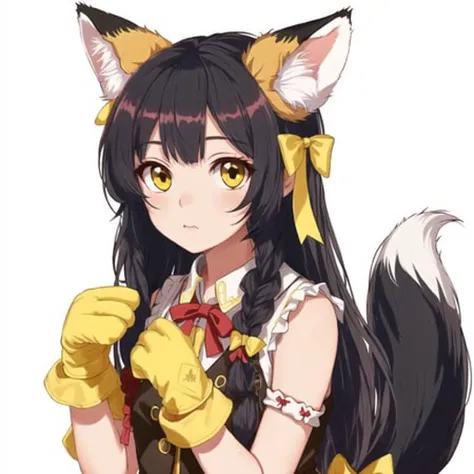 <lora:retro_ham_avas_jun_rifl:1>,
1girl, elbow gloves, fox ears, fox tail, gloves, hair ribbon, long hair, ribbon, tail, yellow eyes