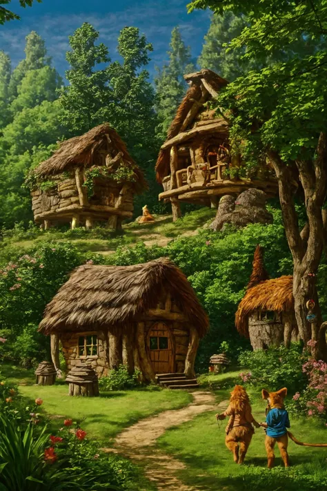furry troll village in a forest, style of larry elmore, style of Mattias Adolfsson, <lora:waterVFX:0.25> <hypernet:b34tInstatronicA_v10:1> <lora:b34t_instograph_v2:0.5> <lora:add_detail:0.5>