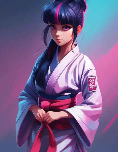 detailed pupils, purple eyes, a [cute|stunning] (anime) [woman|girl] twiggy in a karate pose, gi, vibrant colors, gorgeous, majestic, beautiful, cute, (art by Alena Aenami), (art by Beeple), (art by clive barker), masterpiece, professional, intricate detail, countershading, beautiful, Refined, trending on pixiv, keyart, denoise, sharp focus <lora:twiggyxlv3:1> ~*~aesthetic~*~, *~cinematic~*~