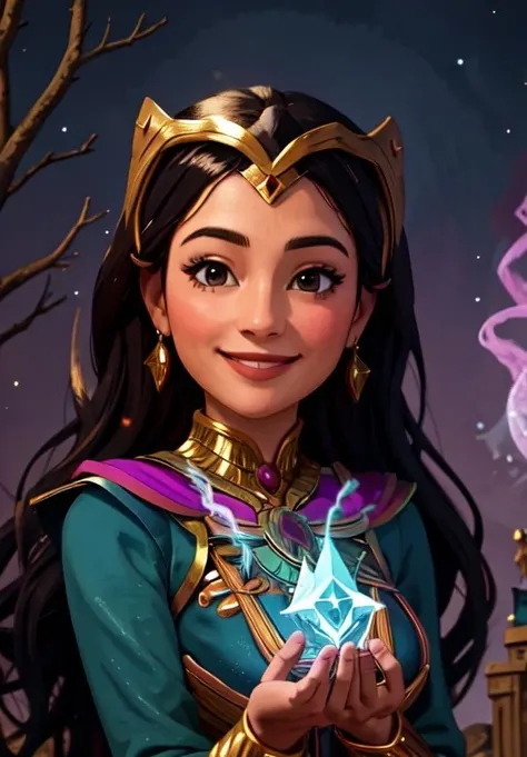 <lora:sorceress:0.8>, sorceress, portrait, smile,, (magical, magnificent, masterpiece:1.3)