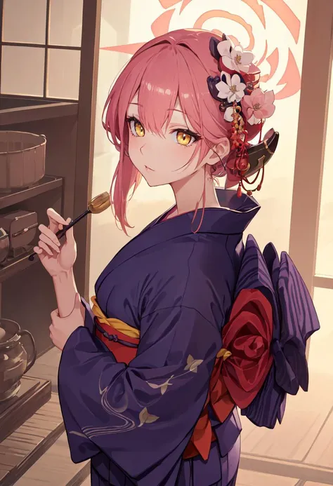 best quality, masterpiece, highres, solo, (aru_bluearchive:1.10), (yukata:1.30), (kimono:1.15), 28 <lora:aru_bluearchive:0.80>