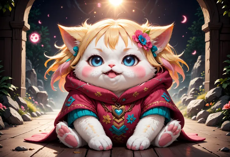 A delightful creature of pure adorableness. Fluffikins is a small, chubby beast covered in soft, pastel-colored fur that shimmers with a gentle glow. It has large, round eyes that sparkle with curiosity and mischief, and its tiny paws end in harmless, puffy digits.
Fluffikinsâ voice is a series of sweet, melodic chirps and purrs that can melt the heart of even the grumpiest dwarf. It radiates an aura of pure joy and happiness, causing nearby creatures to feel an overwhelming urge to cuddle and play.
Beware its most powerful ability, the "Snuggle Storm," which can render entire fortress populations useless as they become entranced by Fluffikins' irresistible charm. Legends say that those who encounter Fluffikins are often left with a sense of profound contentment and a strange, uncontrollable urge to knit tiny sweaters