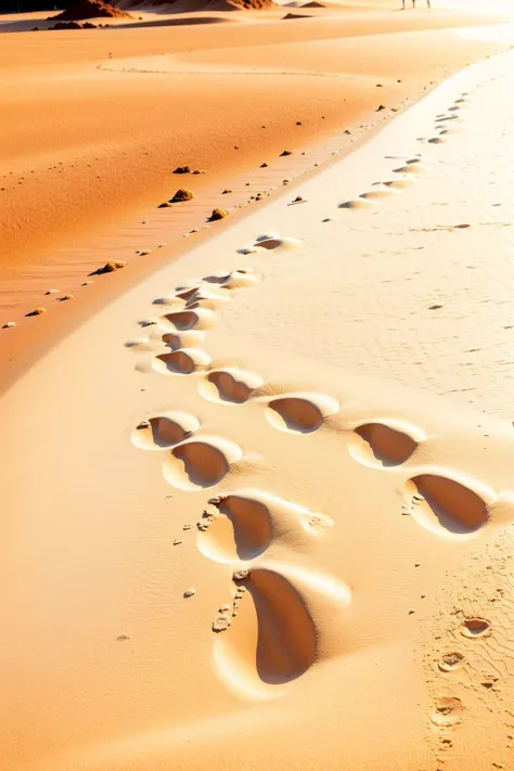 desert, sand, sky, sun, day, standing, sunlight, footprints, 1boy<lora:nature:0.8>